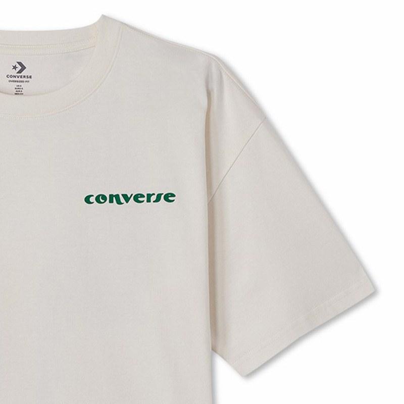 Converse Drop Shoulder Sleeve T Shirt Unisex Ecru 10024876-A01