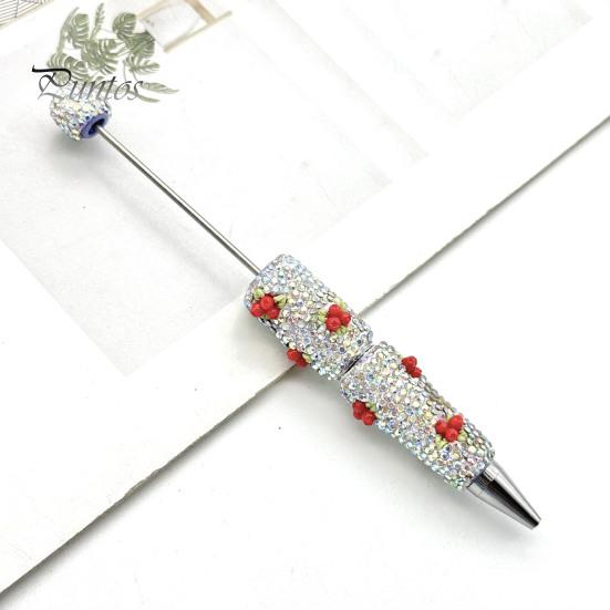 Fun Glowing Writing Tool DIY Glow-in-the-Dark Diamond Beaded Pen, Rhinestone Ballpoint Pens with Cartoon Charms, Cute Glitter Creative Gift Pen Tools