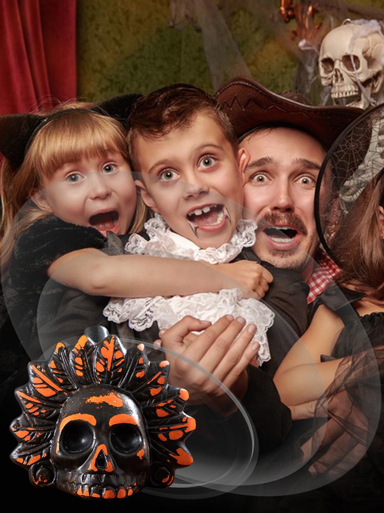 Authentische Aztekenpfeife Laute schreiende Azteken-Kriegspfeife Totenkopfpfeife für Halloween-Streichrequisiten