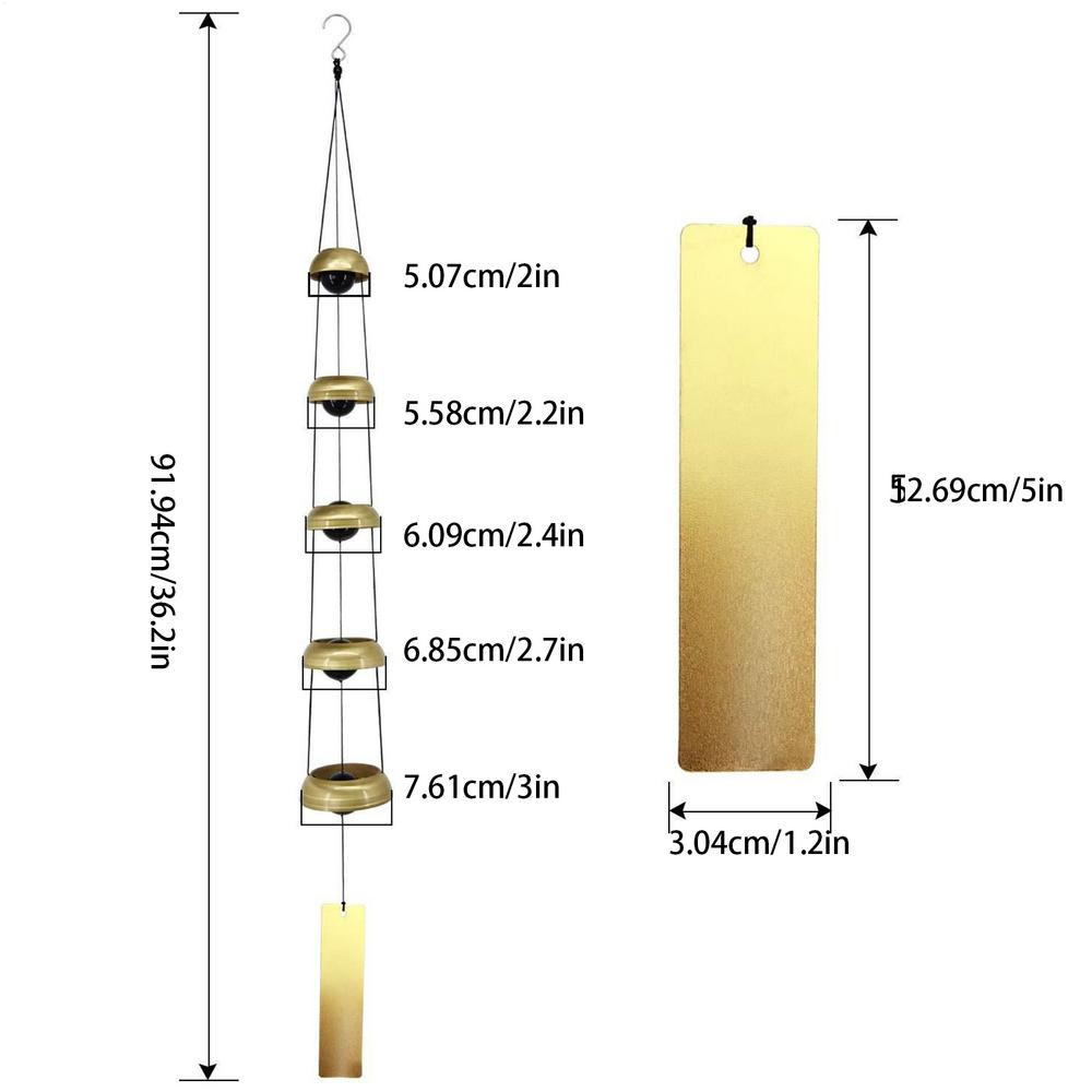 Blessing Wind Chime, Outdoor Copper Wind Chime, Unique Zen Feng Shui Wind Chime, With 5 Bells, Garden Wind Chimes Decor