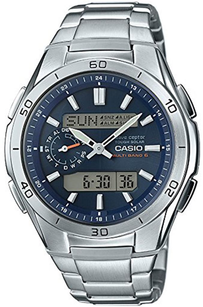 Casio Wave Ceptor WVA-M650D-2AJF Men's Silver Solar-Powered Radio-Controlled Watch (Official Japanese Product)