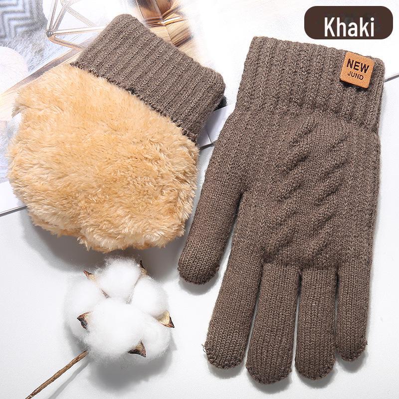 Women's Winter Knitted Gloves, Double-Layer Velvet, Thickened, Cold-Proof, Warm, Touchscreen, Perfect for Outdoor Cycling.