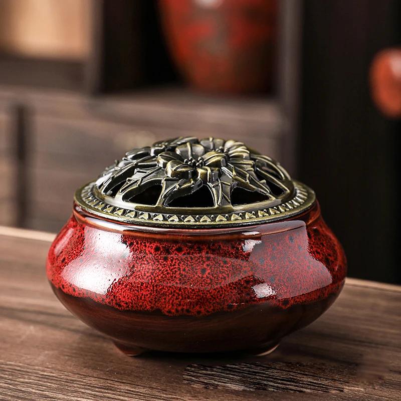 Y Ceramic Ice Cracking Incense Burner Coil Cone Stick Incense Burner Holder Home Ornaments Japanese Incense Burners Zen Decor