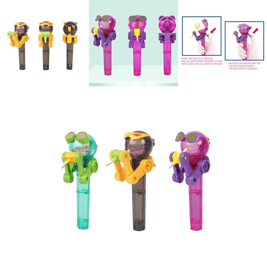 Adorable Kids Creative Eating Robot Lollipops Holder With Playful Stand For Baby Gifts