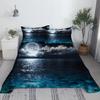Moon And Water Bed Sheet Set 3D Printed Polyester Scenery Bed Flat Sheet With Pillowcase Bed Linen 1/1.2/1.35/1.5/1.8/2m