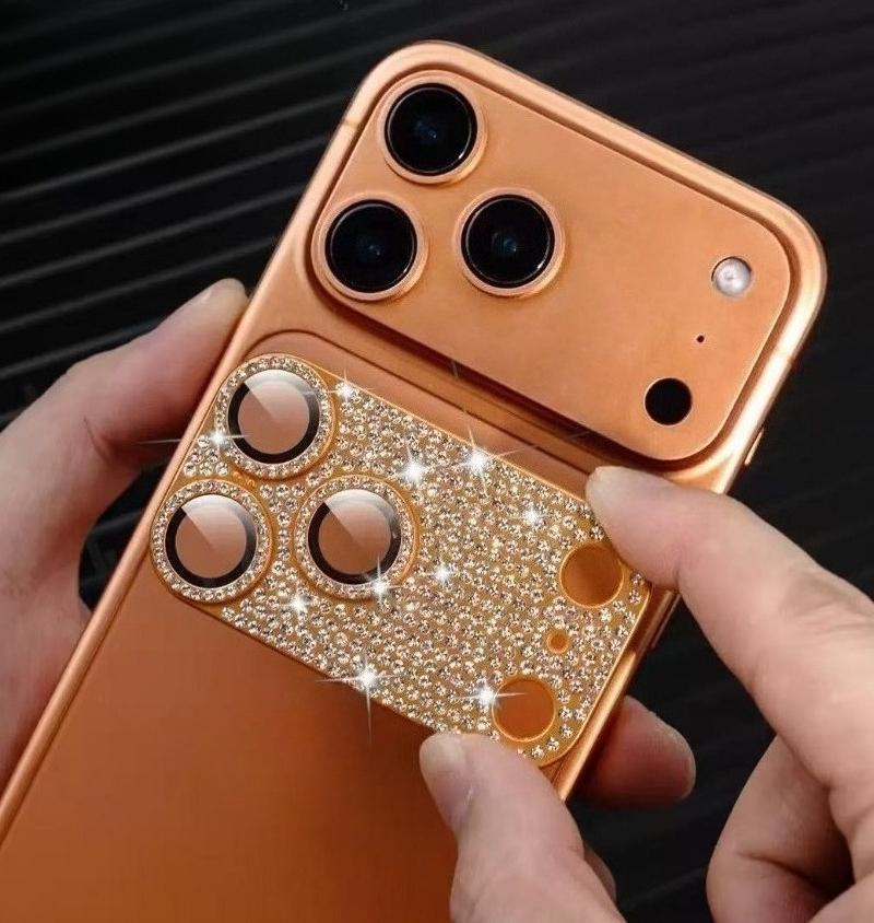 Full Diamond Camera Protection For iPhone 17 16 15 14 13 Pro Max Air Plus Lens Cover Glitter Protector Camara Scratch-resistant
