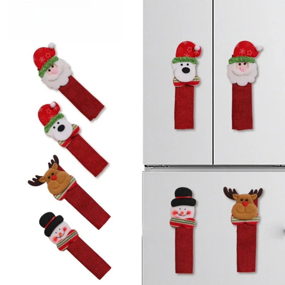 Santa Snowman Decor Holiday Kitchen Decor Christmas Celebration Festive Handle Protector Set Holiday Decoration