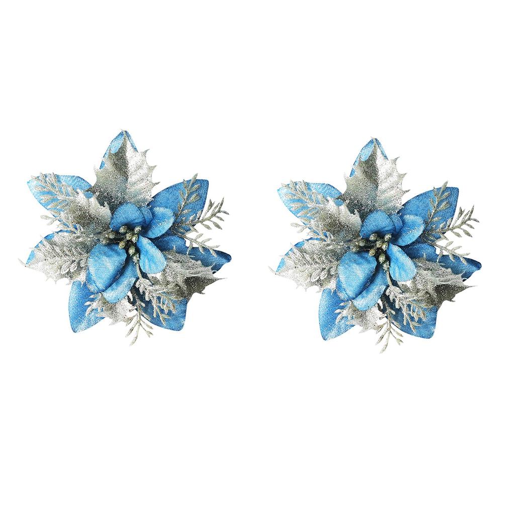 2PCS Glitter Christmas Flower Artificial Flowers Merry Christmas Decorations Home Xmas Tree Ornaments New Year Gift