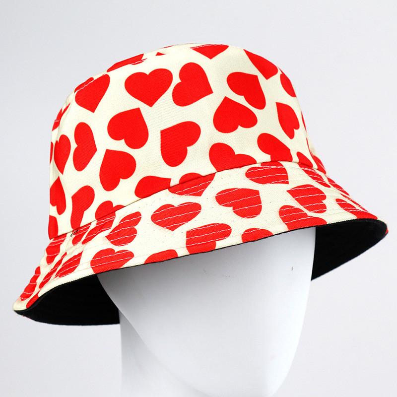 Heart Love Reversible Fisherman Hat For Summer Sun Protection Breathable Cute Outdoor Accessory