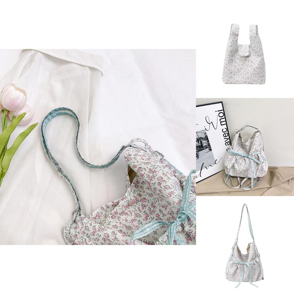 Street Style Nylon Flower Bow Pattern Backpack With Soft Structure And Spacious Design