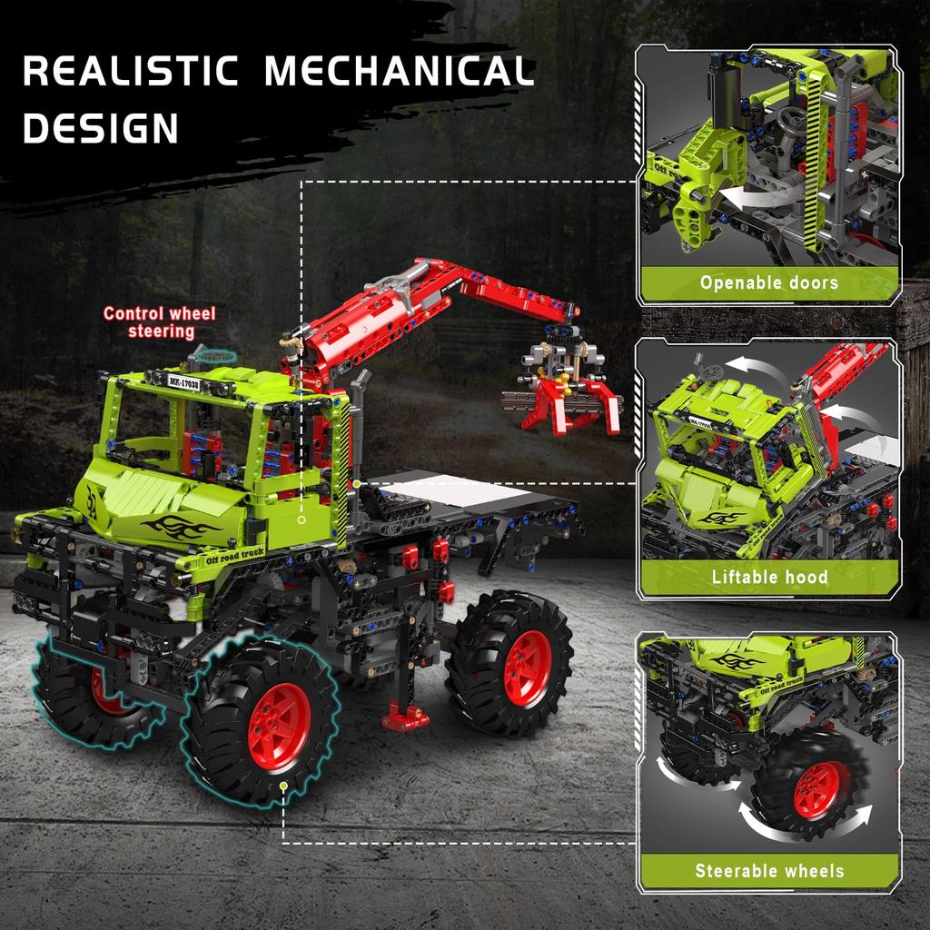 Mould King 17038 Ferngesteuertes Geländefahrzeug Bausteinmodell, APP-Technologie Geländefahrzeug-Bausatz für Kinder und Erwachsene, Autoenthusiasten und