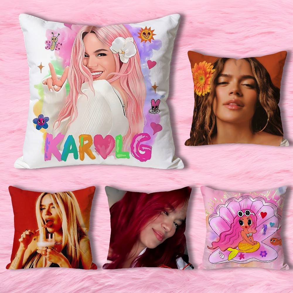 K-Karol G Tropicoqueta Various Sizes Square Pillow Case For Car Home Bedchamber Decor Custom Valentine gift