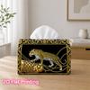 1pc 2D Flat Printed 17.78X10.92X12.95cm Tissue Box Golden Frame Leopard Art Suitable for Tissues/Roll Paper/Napkins CJH528S080