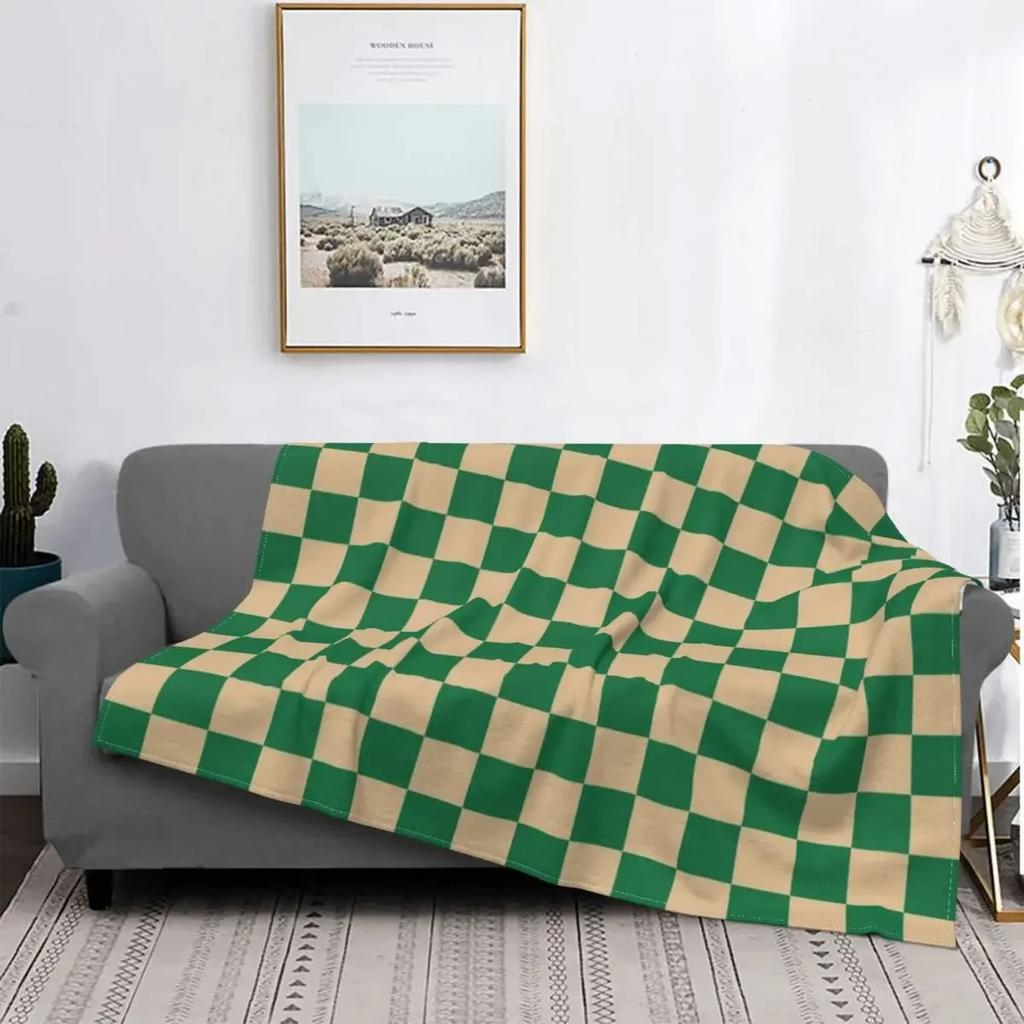 Black And White Checkerboard Pattern Blanket Comfortable Soft Flannel Autumn Geometric Tartan Throw Blanket for Sofa Car Bedroom
