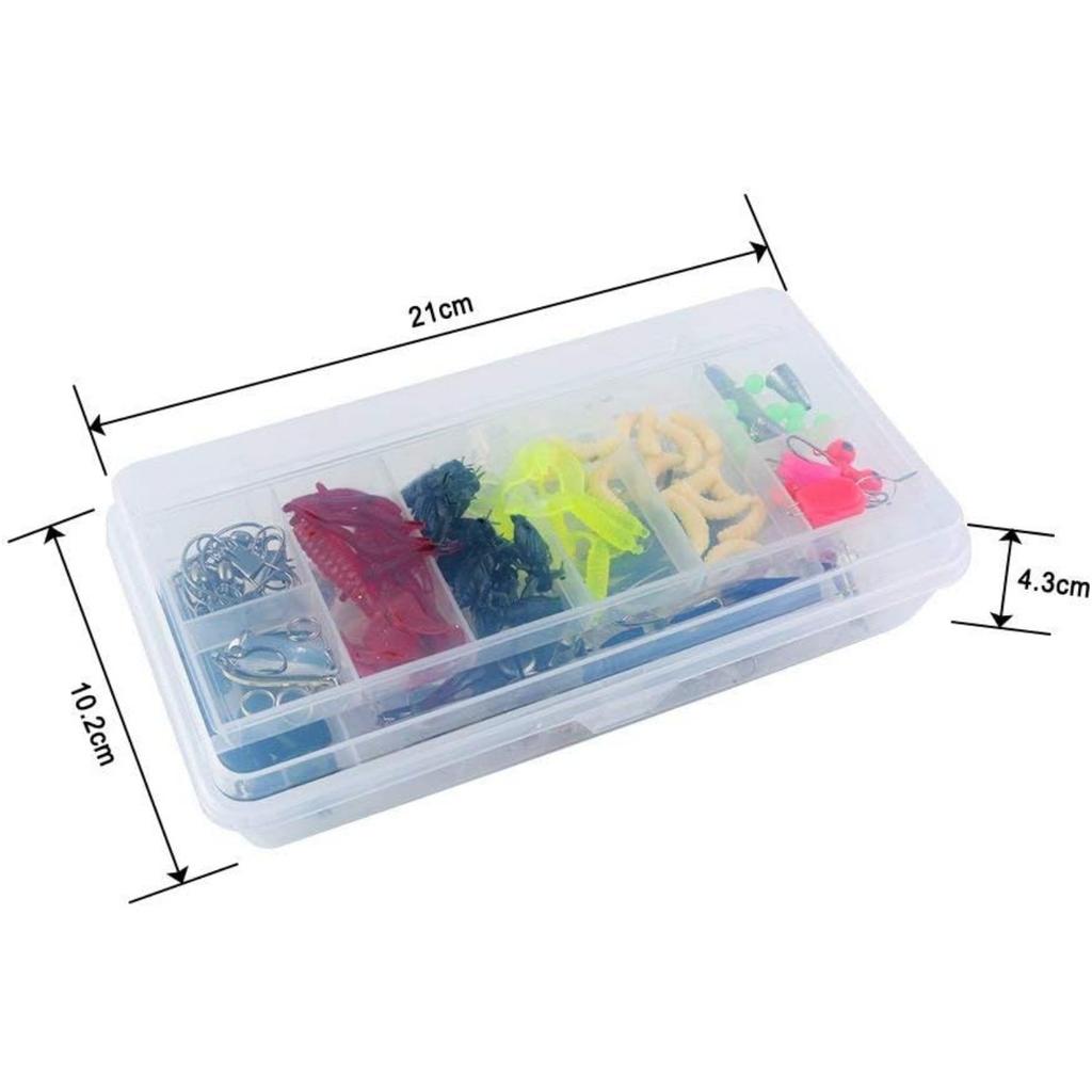 120pcs Fishing Lures Mixed Including Spinner VIB Triple Hooks, Single Hooks, Swivel, Pliers and Fishing Box.