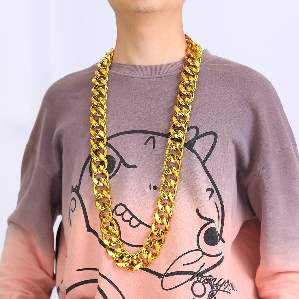 Kids Hip Hop Dance Necklace: Fun Gold Chain for Boys & Girls, Perfect for Jazz Dance & Trendy Outfits
