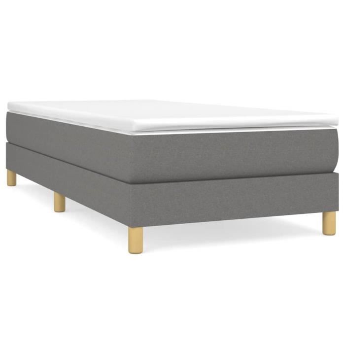 3144144 vidaXL Divan Bed with Mattress Dark Grey 90x200 Cm Fabric