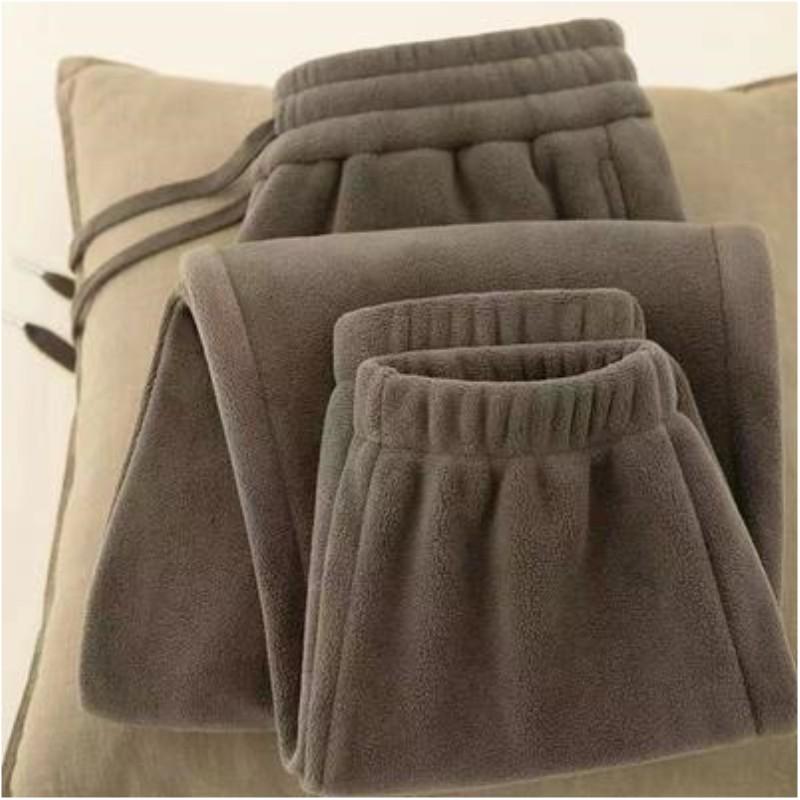 Men's Autumn and Winter Solid Color Padded Warm Sweatpants Drawstring Casual Pants