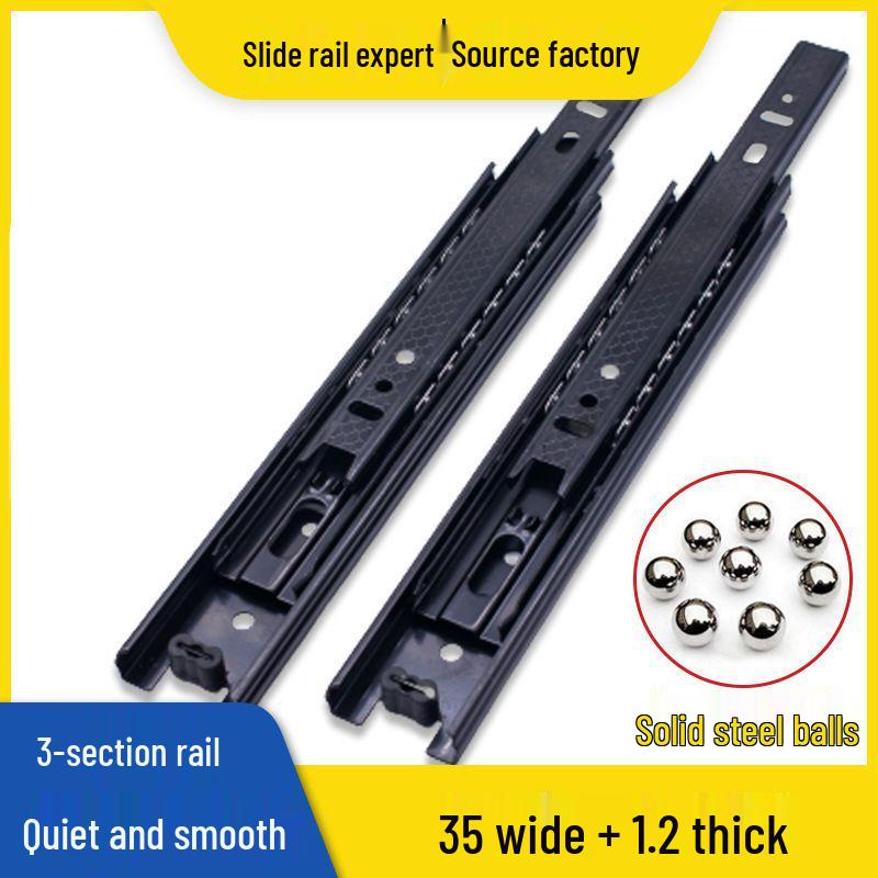 35in Wide X 12in Thick Black Cold-Rolled Steel Coffee Table with Drawer Slides and Three-Section Rail