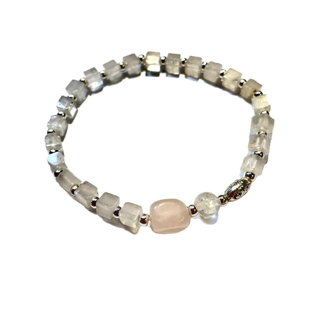 New Natural Energy Pink Crystal Heart Beaded Bracelet - Nine-Tailed Bestie Edition