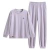 Coral Fleece Pajamas Women'S Autumn And Winter Round Neck Pullover Casual Island Fleece Warm Loungewear Set