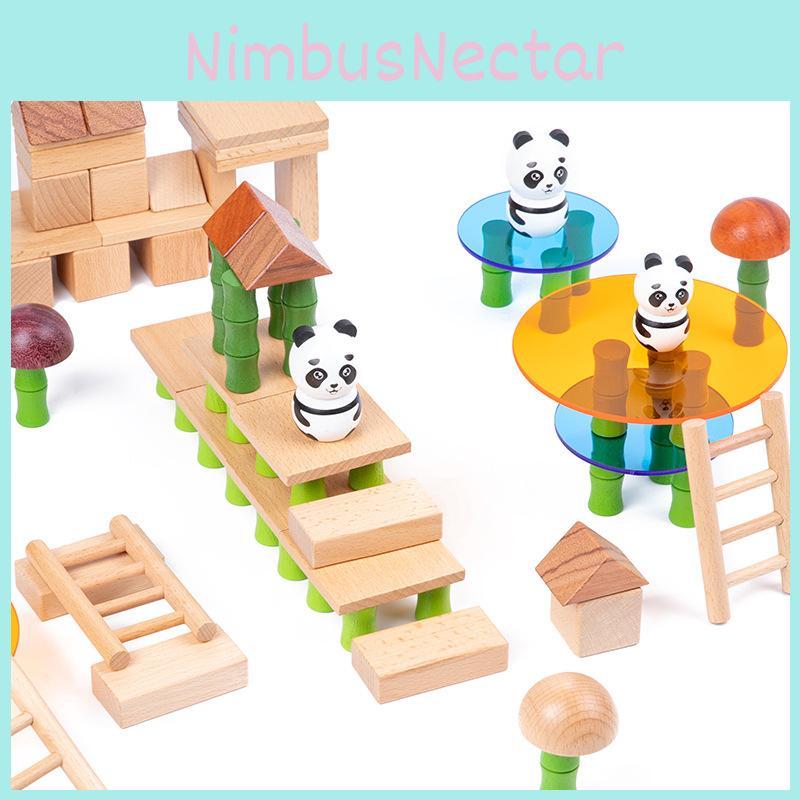 Forest Bamboo Panda Wooden Building Blocks For Kids Early Education Gift Play