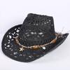 Popular European and American Classic Hollow Western Cowboy Hat Men's and Women's Fashion Vacation Breathable Sunshade Straw Hat