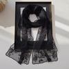 Versatile Retro Women's Lace Scarf Solid Color Korean Version Female Headscarf Long Embroidered Flower Sunscreen Shawl