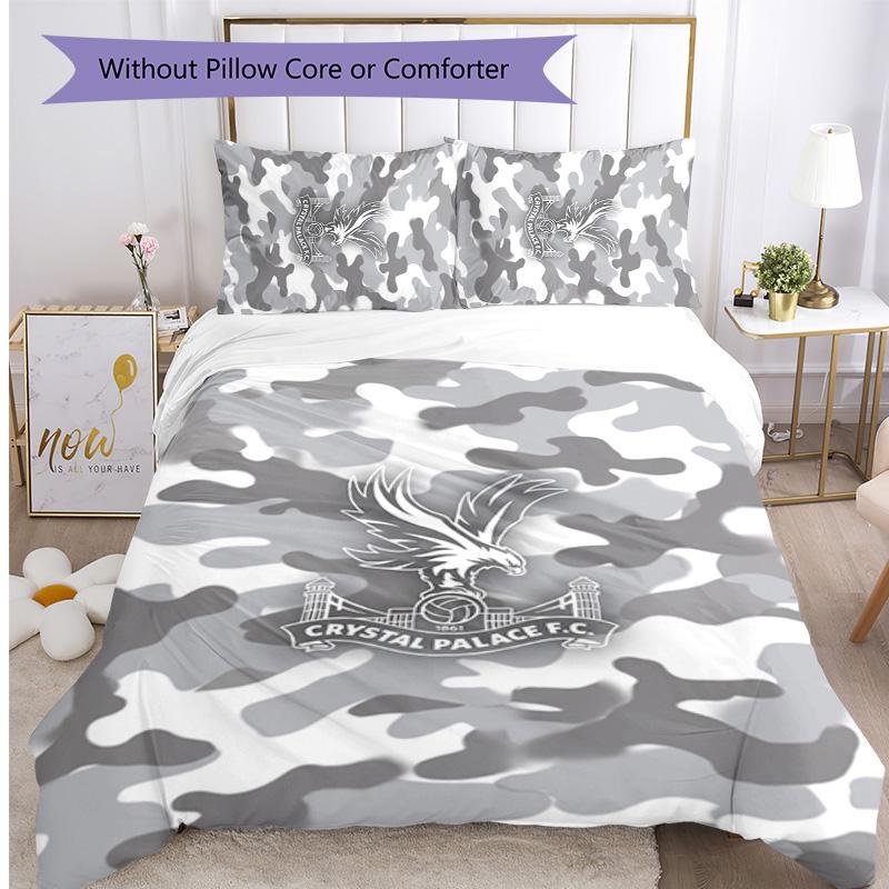Crystal Palace Football Printed 3 Pieces Bedding Set, Comfortable Skin Friendly Bedroom Duvet Cover Set