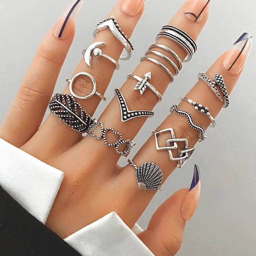 Vintage Distressed Butterfly Snake-shaped Ring Set - Multi-jointed Open-ended Set Ring Set