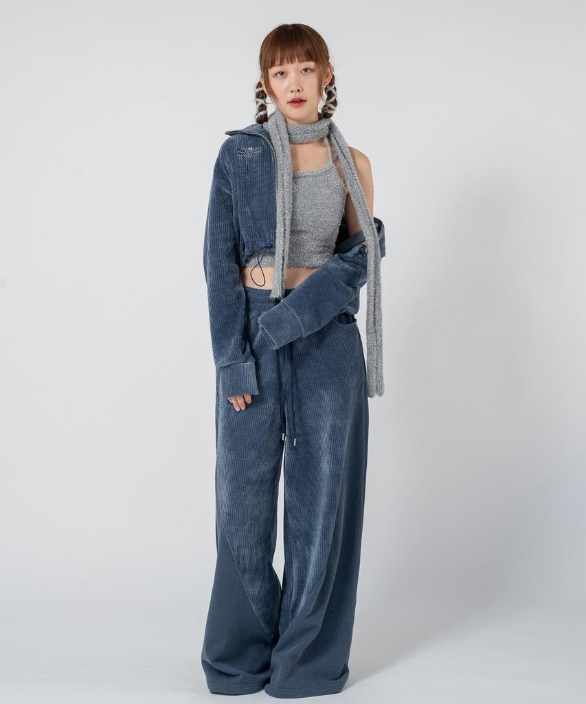 UNUSUALNORMAL Martin Velvet Wide Pants_Navy