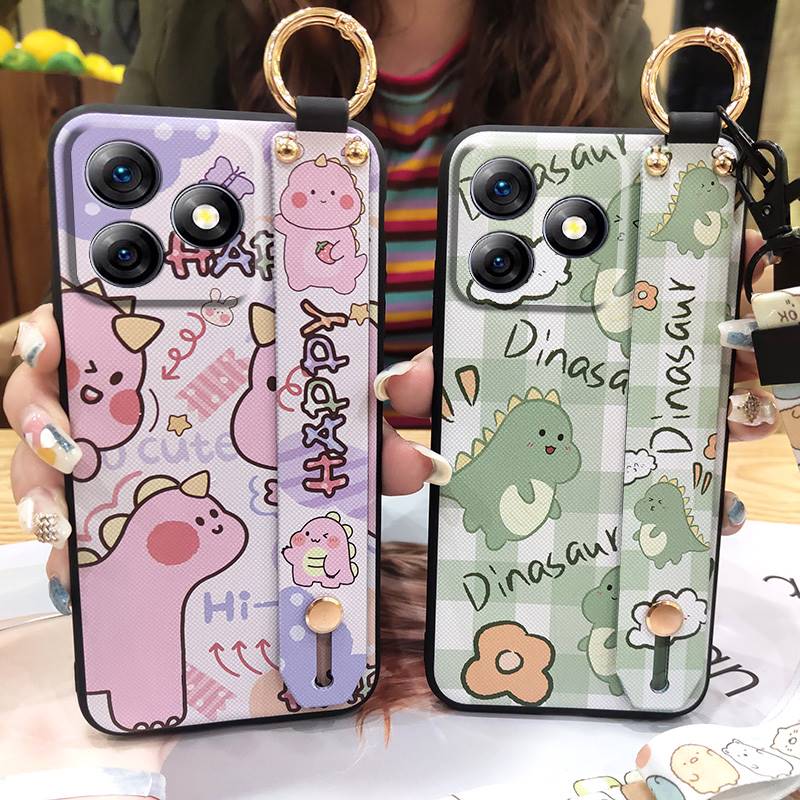Fashion Design Phone Holder Phone Case For Ulefone Note18 Ultra Wrist Strap Protective Dirt-resistant Back Cover Cartoon