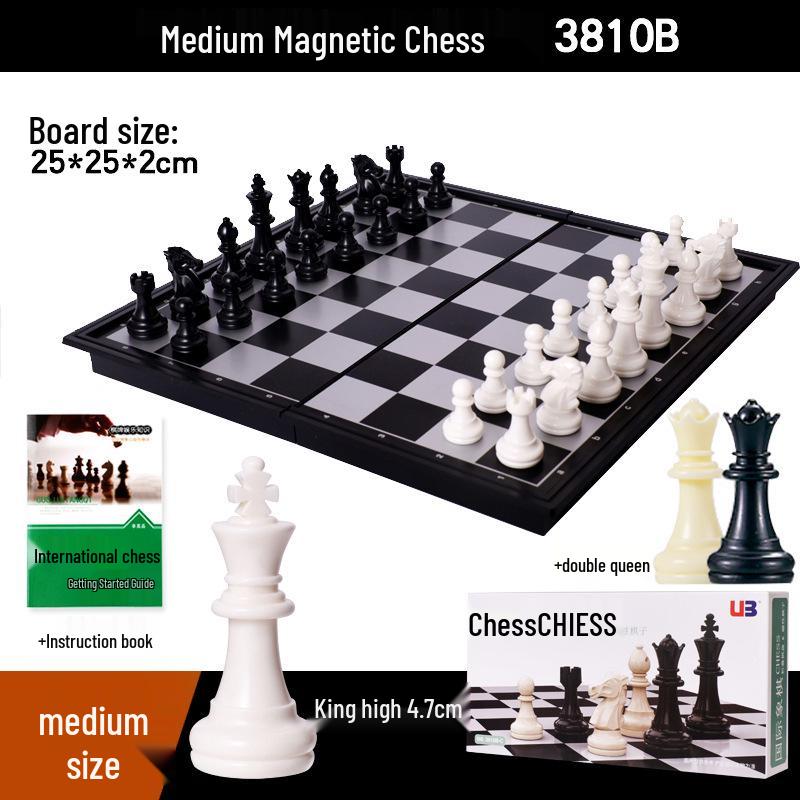 UB Magnetic Chess Set - Folding Chessboard for Beginners (Large & Medium Sizes)