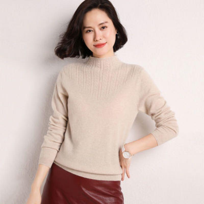 Semi-turtleneck Sweater Women's Short Pullover Loose and Thin Outer Wear Knitted Sweater Warm Inner with Thickened Bottoming Shirt