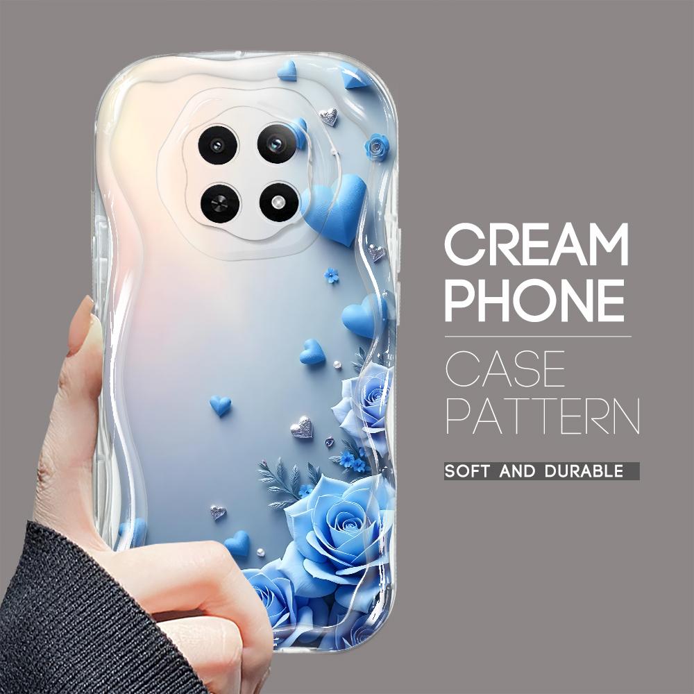 Carcasă cu textura cremă cu model de desene animate, cu margine ondulată, husă din silicon moale pentru telefon pentru OPPO Reno Realme OnePlus Vivo