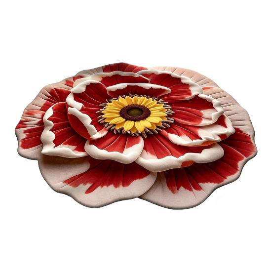 3D Visual Flower Rug Realistic Floral Floor Mat Non-Slip Absorbent Bathroom Rug for Bedroom Living Room Playroom Entrance Decor