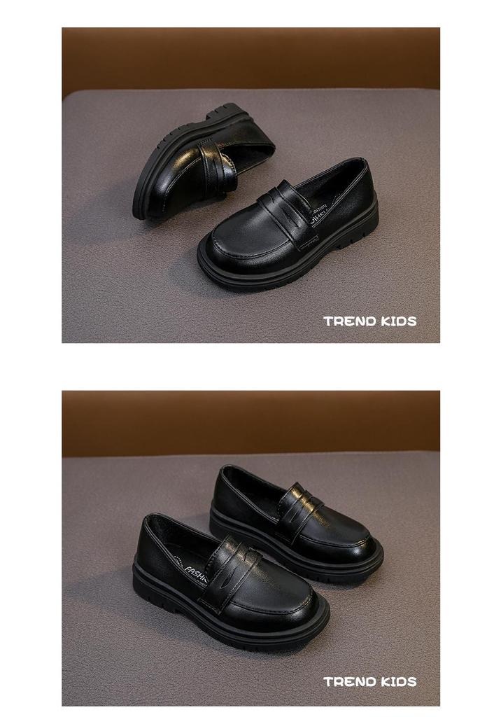 Kinderschuhe im britischen Stil aus schwarzem Leder - Lässige Frühjahrs-/Herbst-Fahrschuhe für Jungen und Mädchen