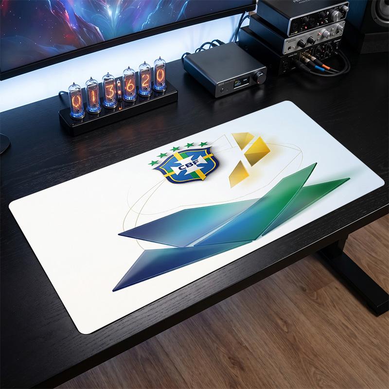 Brazil Football Crest Mouse Pad, Extended Non Slip Rubber Desk Mat for Gaming Office Laptop Fan Gift