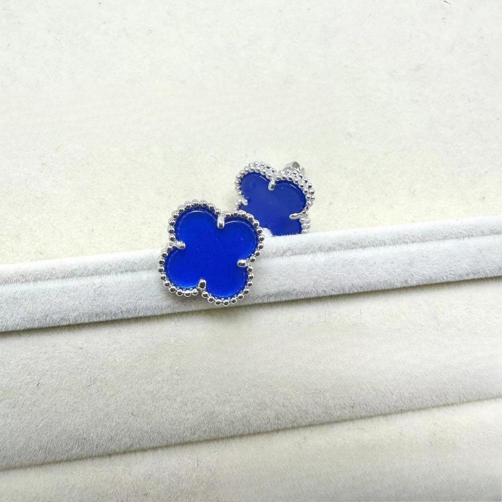 High-End Klassische Vierblattklee-Ohrringe für Damen, Roter Chalcedon High-End Damenohrringe