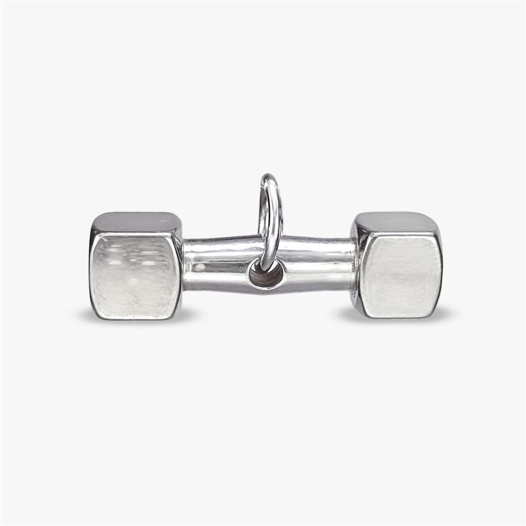 Men's Stainless Steel & Titanium Dumbbell Pendant Necklace - Trendy Sports Fashion Jewelry