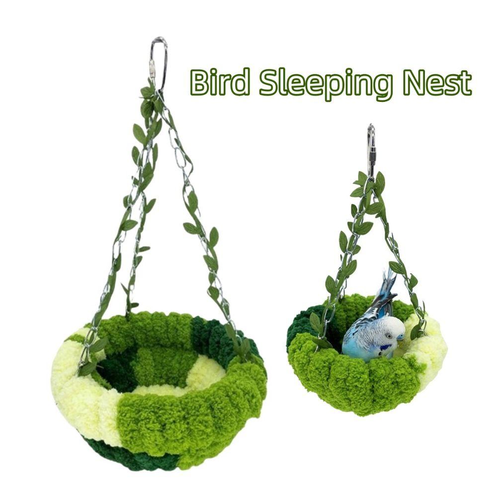 Coral Fleece Bird Sleeping Nest Green Winter Nest New Bird Cage Hammock for Small Pets