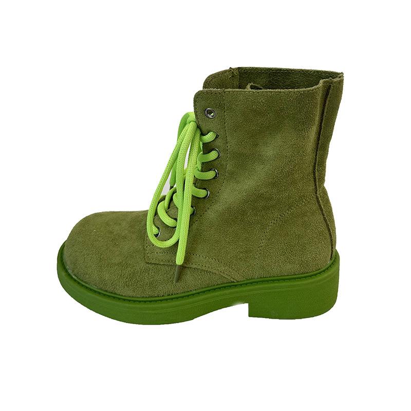 Retro Matte Lace-up Martin Boots Women's Autumn New Tooling Boots Thick-soled Handsome Locomotive Short Boots