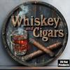 Metal Wall Art Poster, Flat Aluminum Sign, Whiskey Cigar Theme for Bar