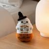 Portable Travel Friendly Charm Hand Knitted Halloween Ghost Ornament, Crochet Plush Doll with Whimsical Witch Hat Pumpkin Encouragement Card,
