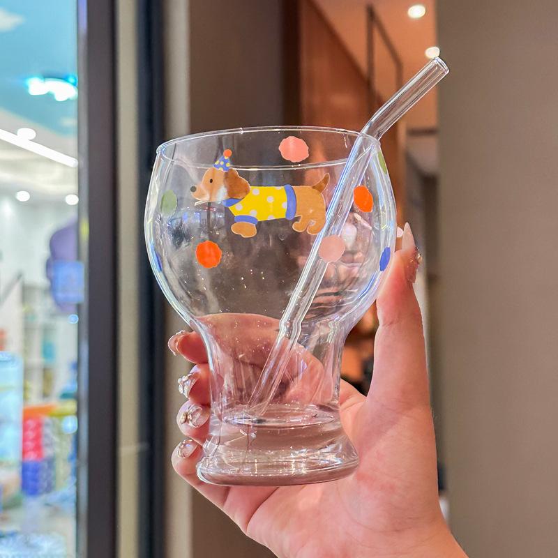 Cute Polka Dot Rabbit Beer Cup Girls High Value Glass Water Cup Household Juice Milk Cup Birthday Gift
