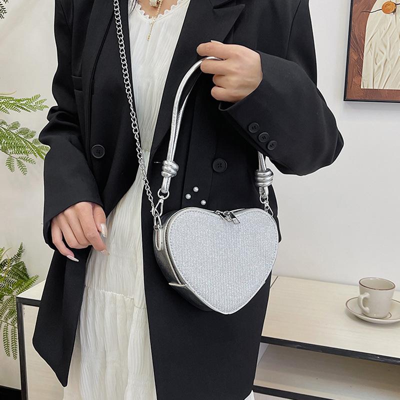 Mote Paljett Hjerteform Skulderveske Kjedestropp Crossbody Vesker For Kvinner Daglig Bruk Damehåndvesker Og Lommebøker