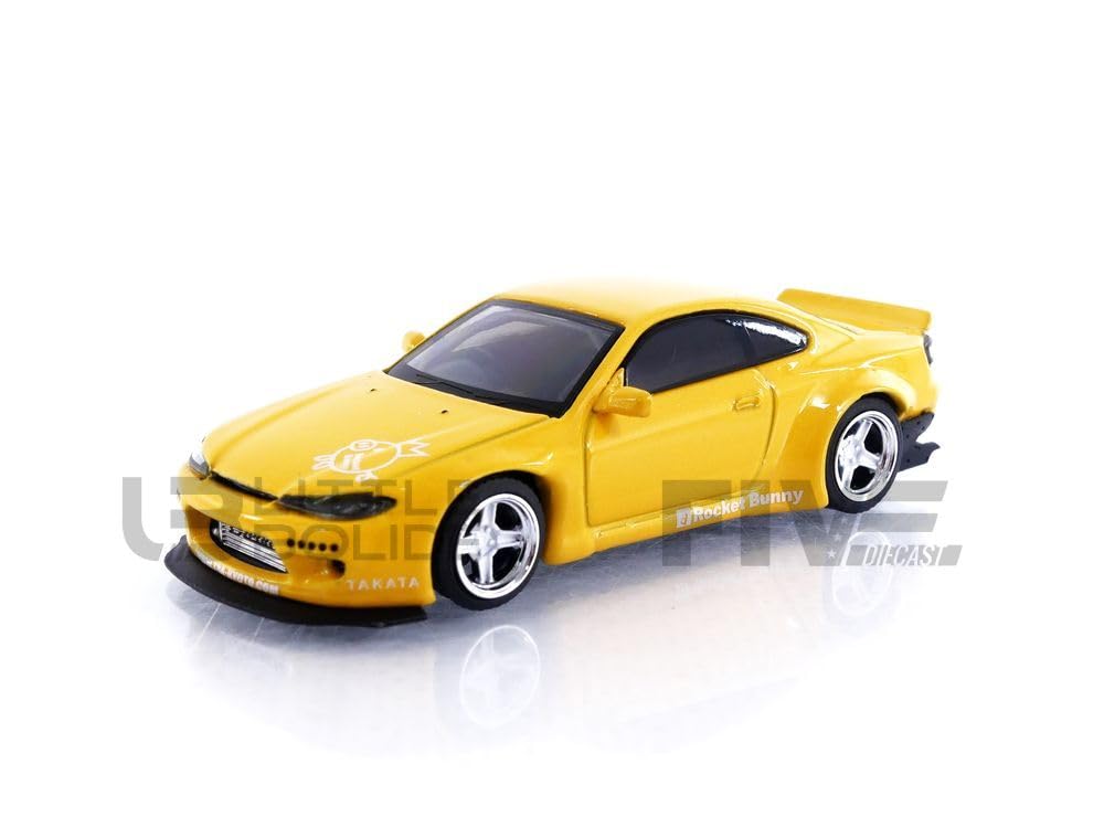 TrueScale Miniatures MINI GT 1/64 Rocket Bunny Nissan Silvia (S15) Yellow Right-Hand Drive Finished Product
