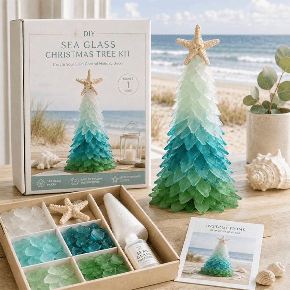 Handmade Sea Glass Tree Multi-Color Christmas Tree DIY Ornament Kids Gifts