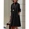 Women's Minimalist Loose 100% Cotton Long Sleeve Shirt Dress, Casual Loose Dress For Women Crossbody