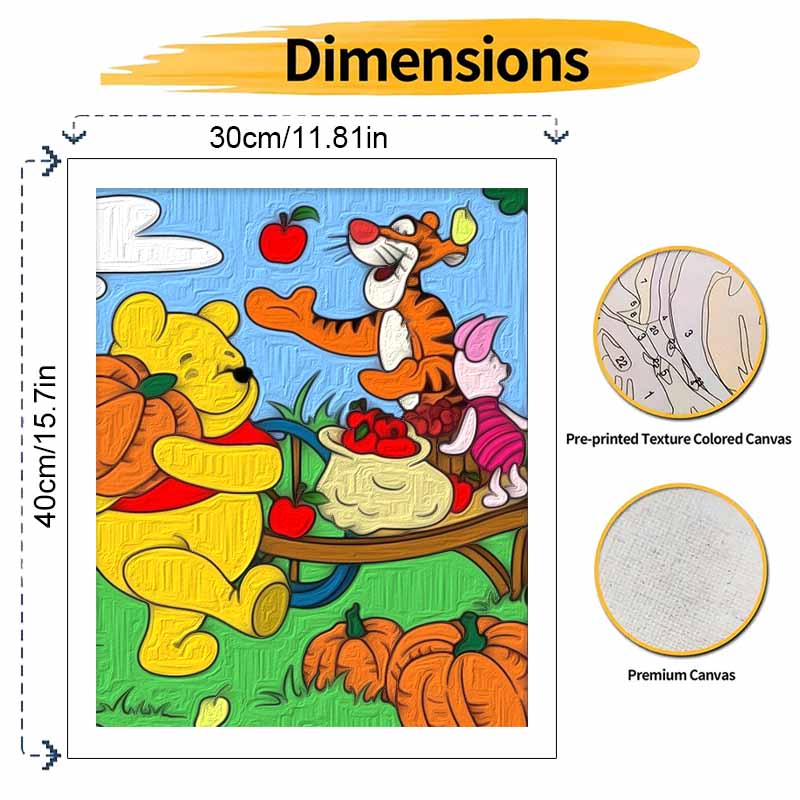 Disney Oil Painting Kit Painting Winnie The Pooh Autumn Harvest Home Bedroom Wall Decor Gift